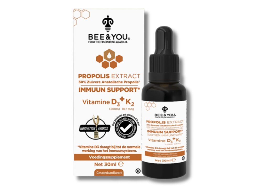POBO TEST Vitamin D₃ + K₂ (1000 IU) s anatolským propolisem A.P.E.® (30 %)