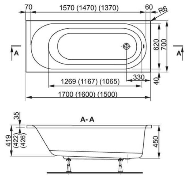 Vagnerplast Kasandra vaňa klasická obdĺžniková 150x70cm akrylát biela MK22040 Aleso
