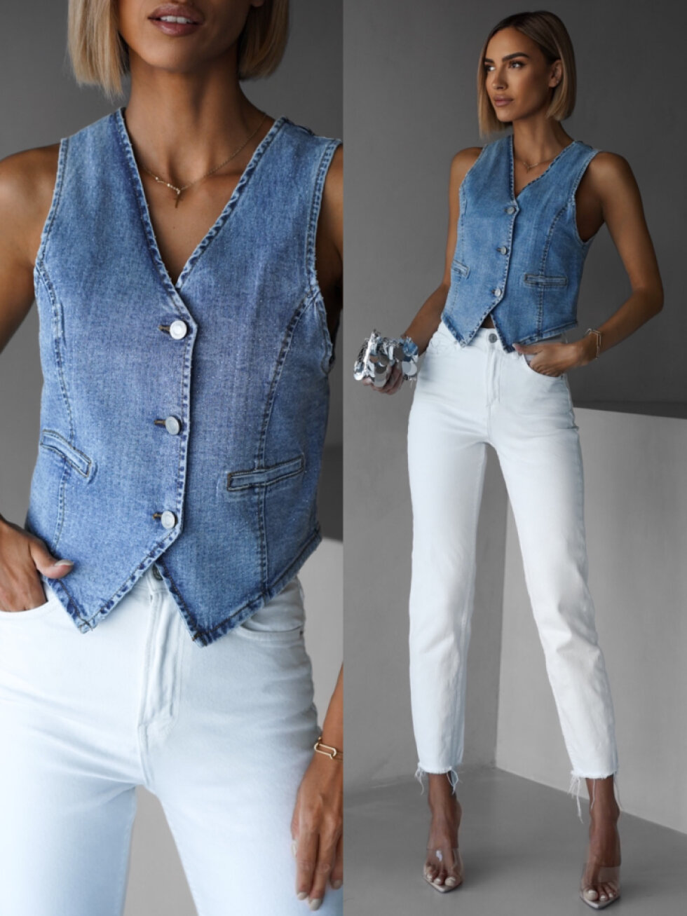 Modrá džínová vesta ABDIEL