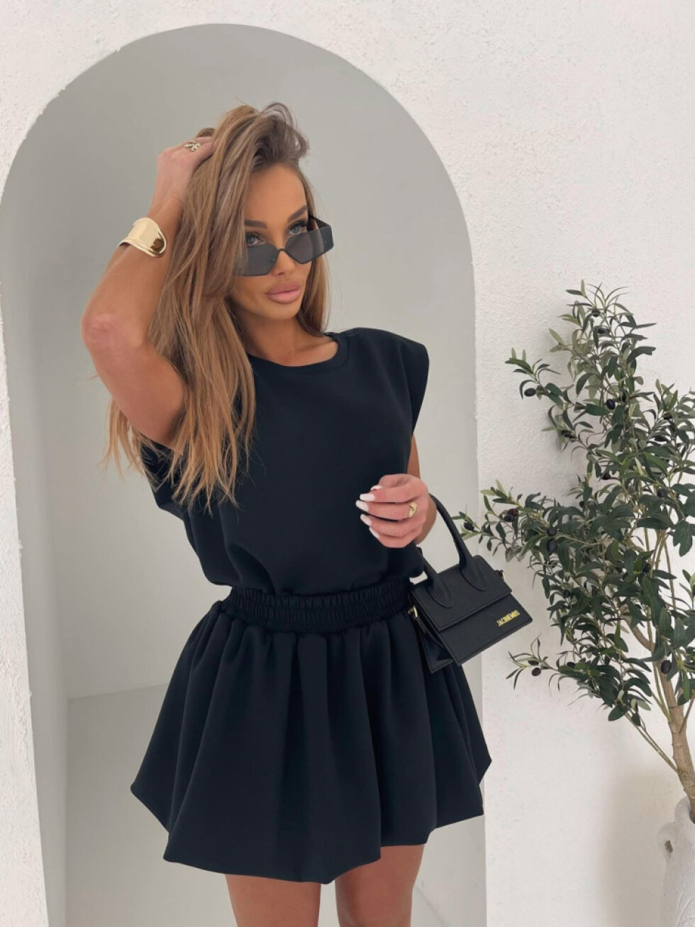 Černý teplákový stylový komplet TAPPY se sukní