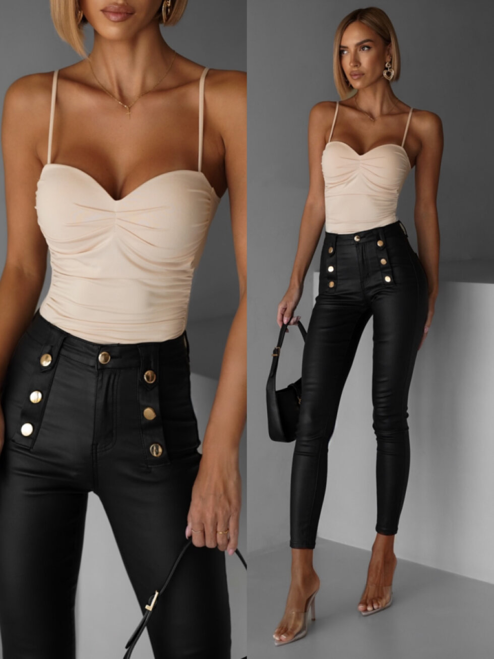 Krémové stylové body korzet AMIRLAN