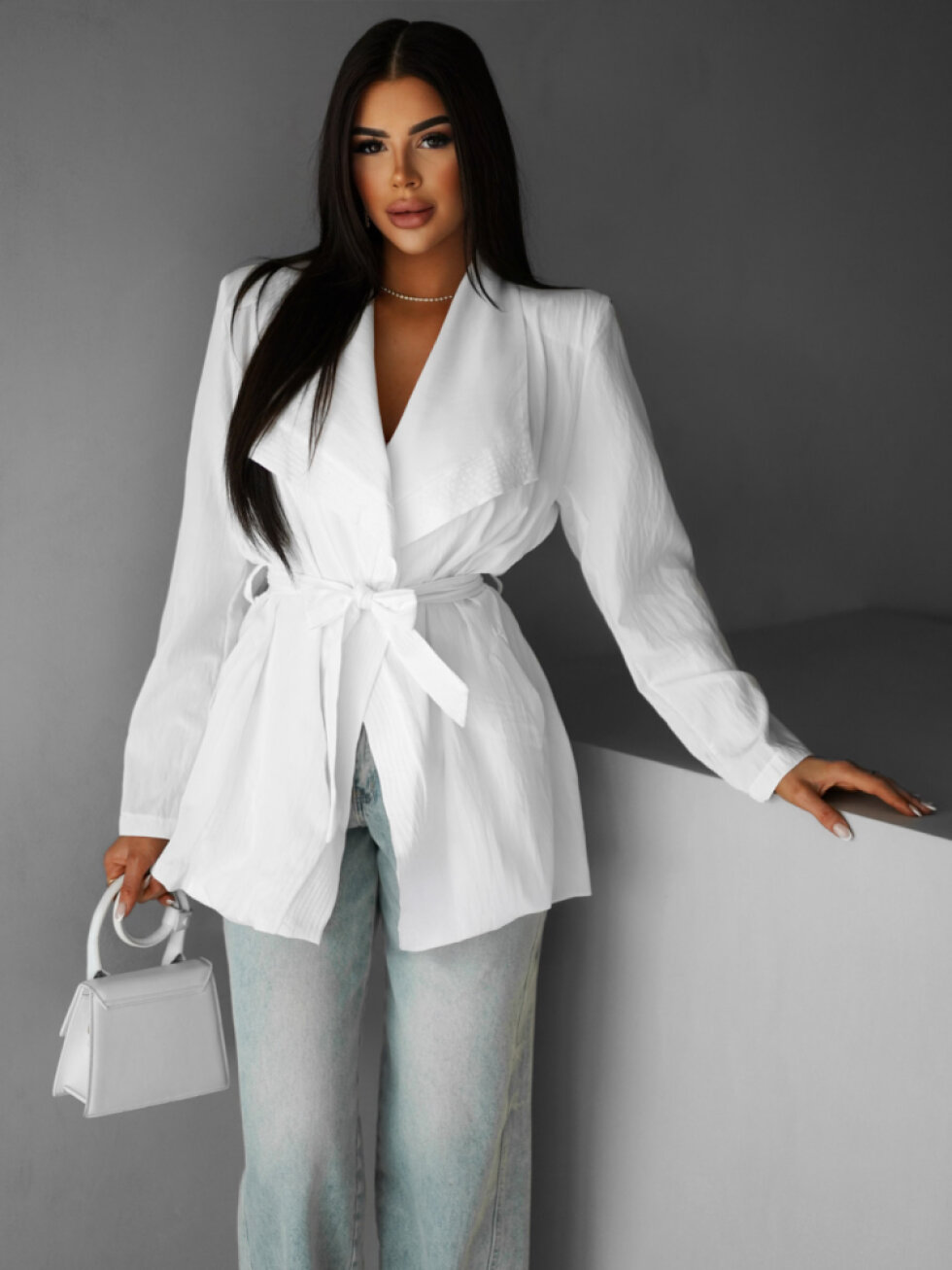 Bílá vázací tunika STEFFONA