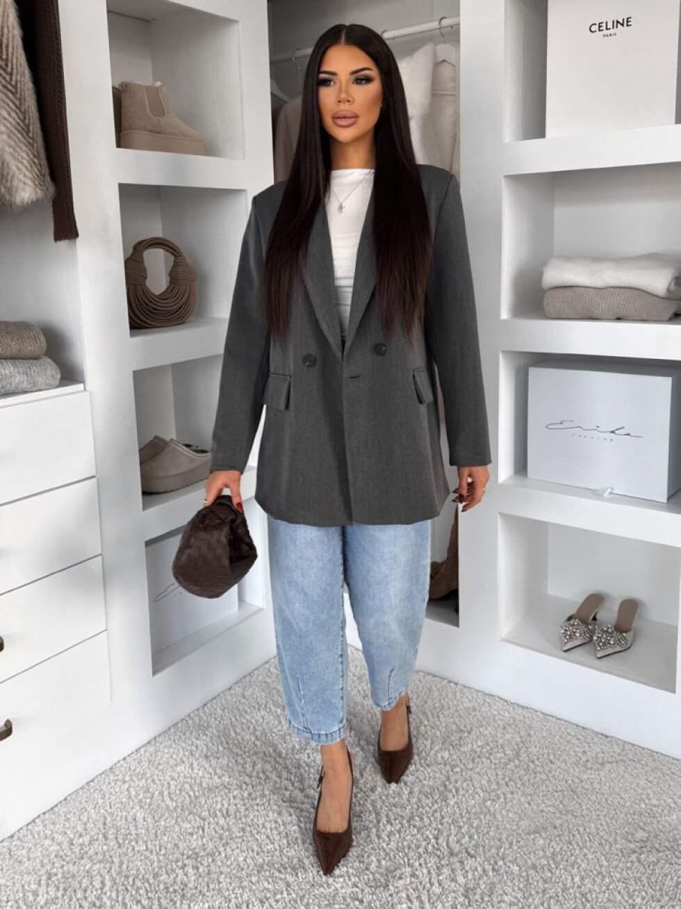 Šedé společenské oversized sako GARMONI