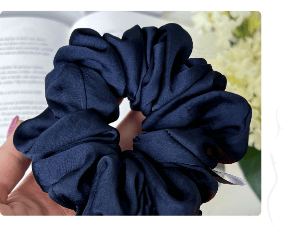 Bohatá scrunchie gumička Peithó - Tmavě modrá