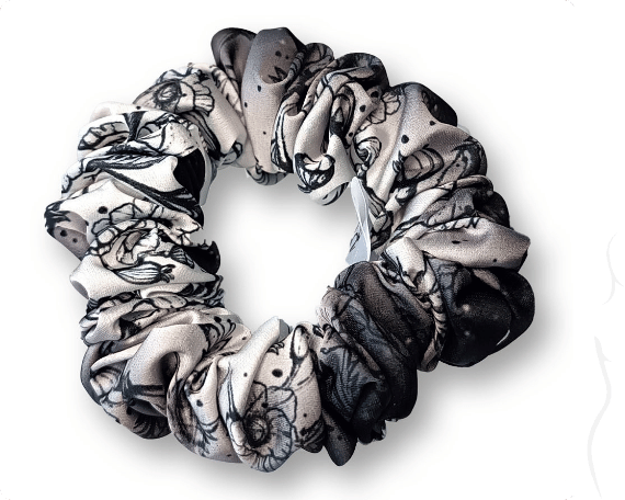 Střední scrunchie gumička - Máky v západu slunce
