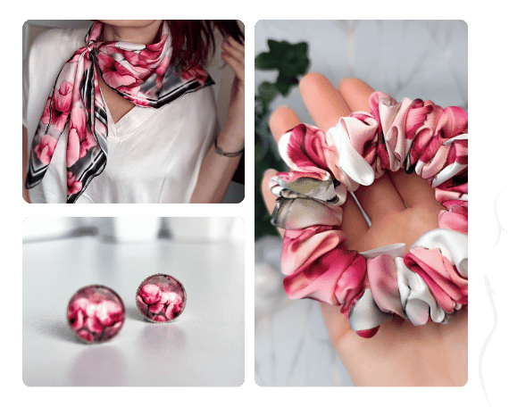 Úzká scrunchie gumička - Máky v západu slunce