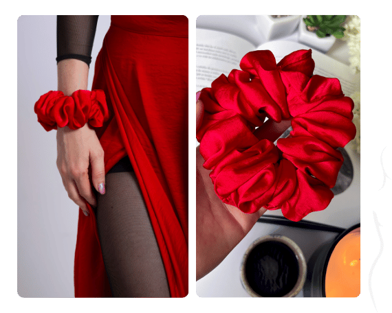 Bohatá scrunchie gumička Peithó - Červená