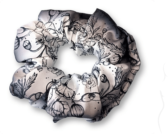 Střední scrunchie gumička - Máky v západu slunce