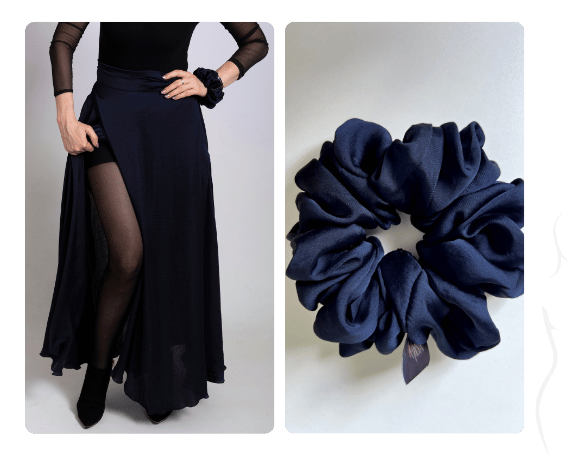 Bohatá scrunchie gumička Peithó - Tmavě modrá