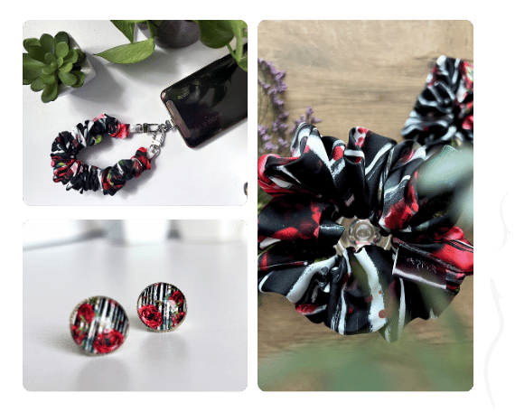 Střední scrunchie gumička - Nespoutaná černo-bílá