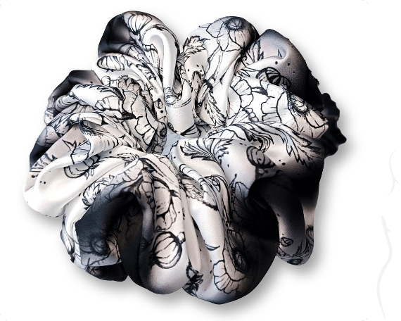 Střední scrunchie gumička - Máky v západu slunce