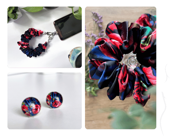 Střední scrunchie gumička - Nespoutaná modro-černá