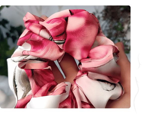 Úzká scrunchie gumička - Máky v západu slunce