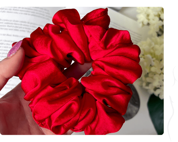 Bohatá scrunchie gumička Peithó - Červená