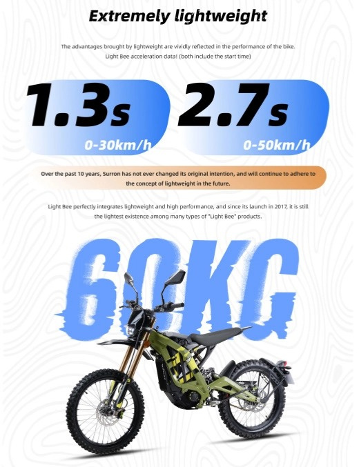 Sur Ron Light Bee L1e X COC - 8 kW, 75 km/h, 100 km dojezd