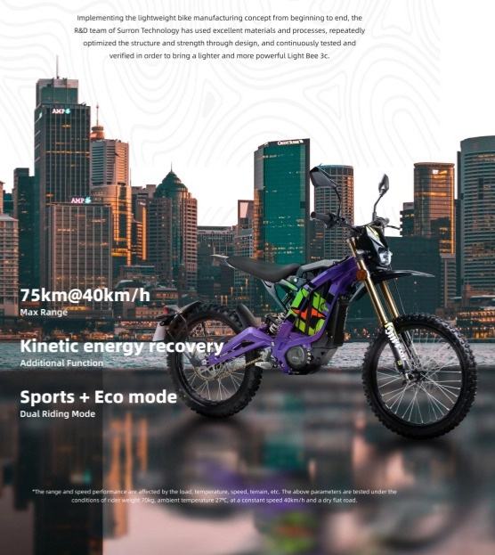 Sur Ron Light Bee L1e X COC - 8 kW, 75 km/h, 100 km dojezd