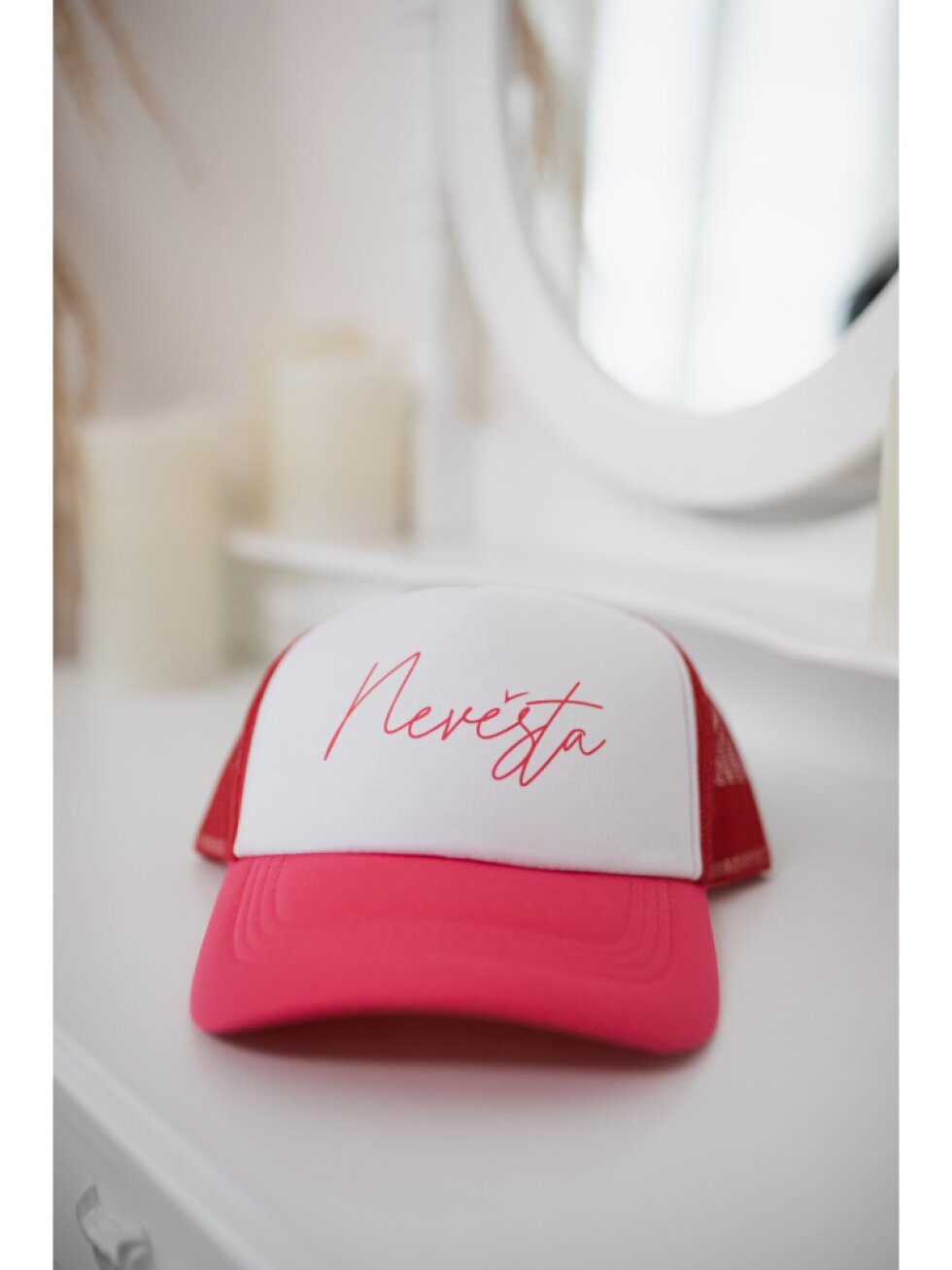 Růžovo-bílá kšiltovka - Nevěsta