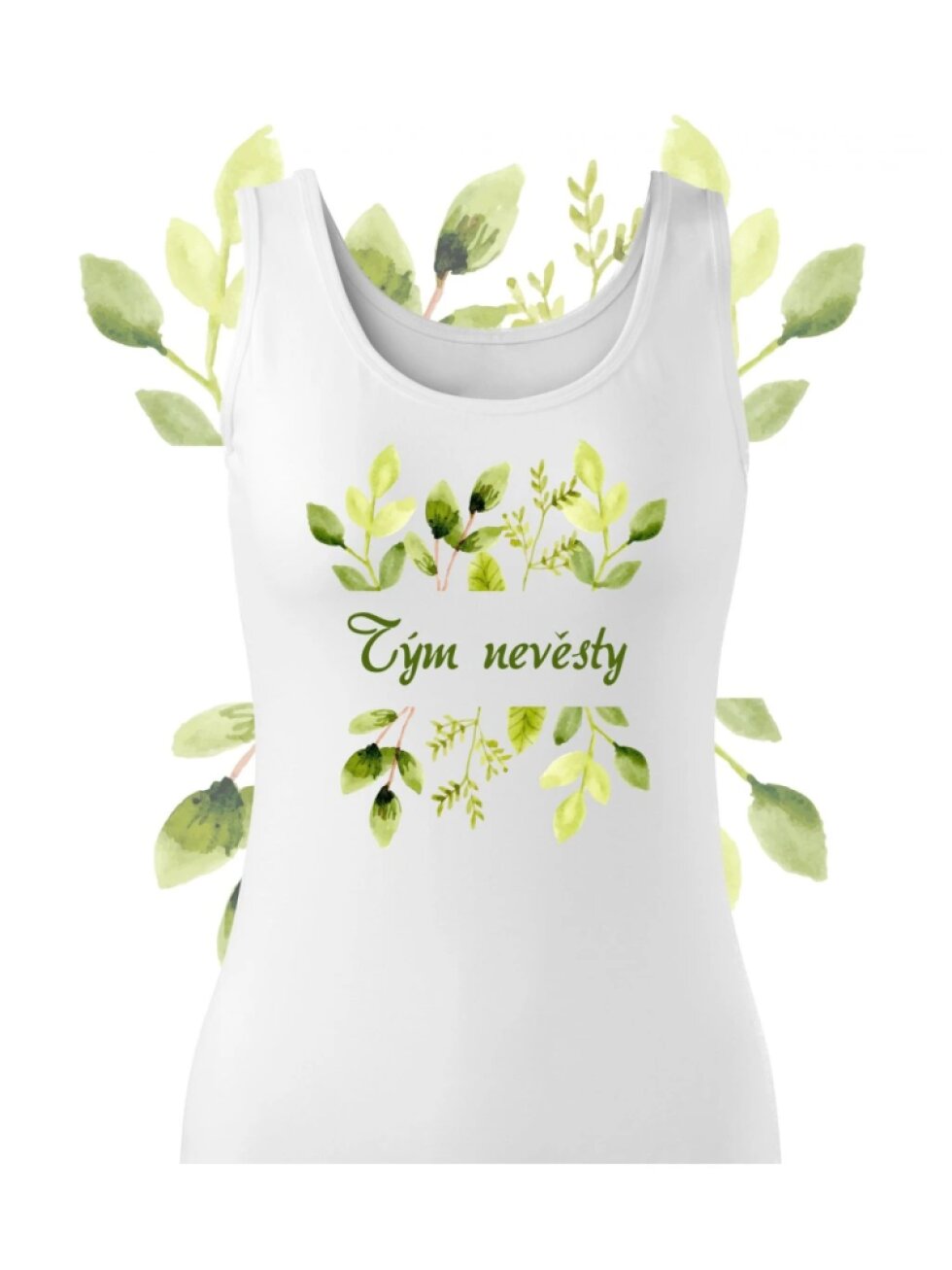 Květinové tílko zelené lístky - tým nevěsty