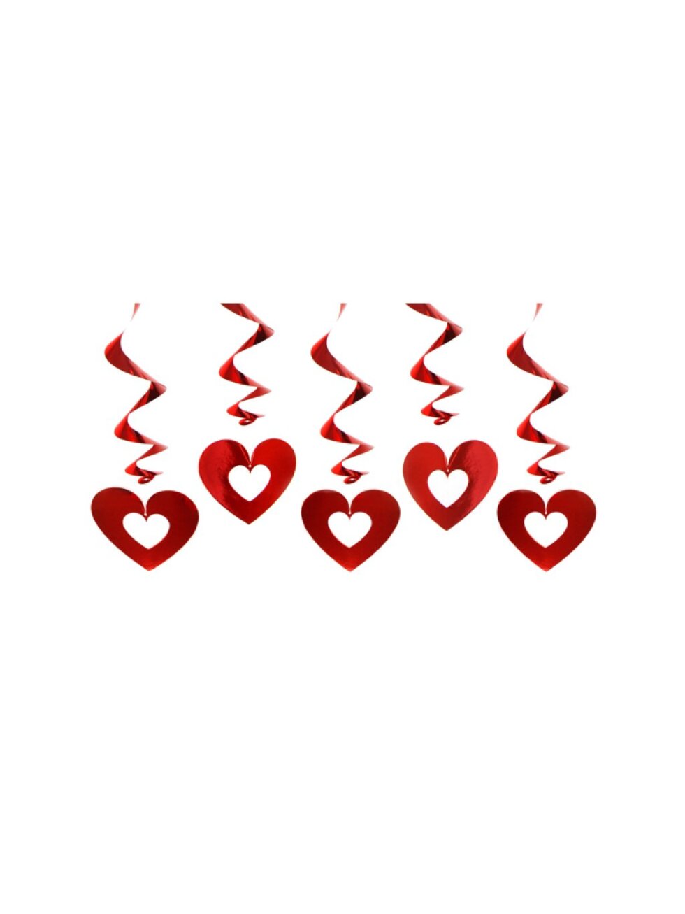 Závěsné spirály srdce červené – 60 cm