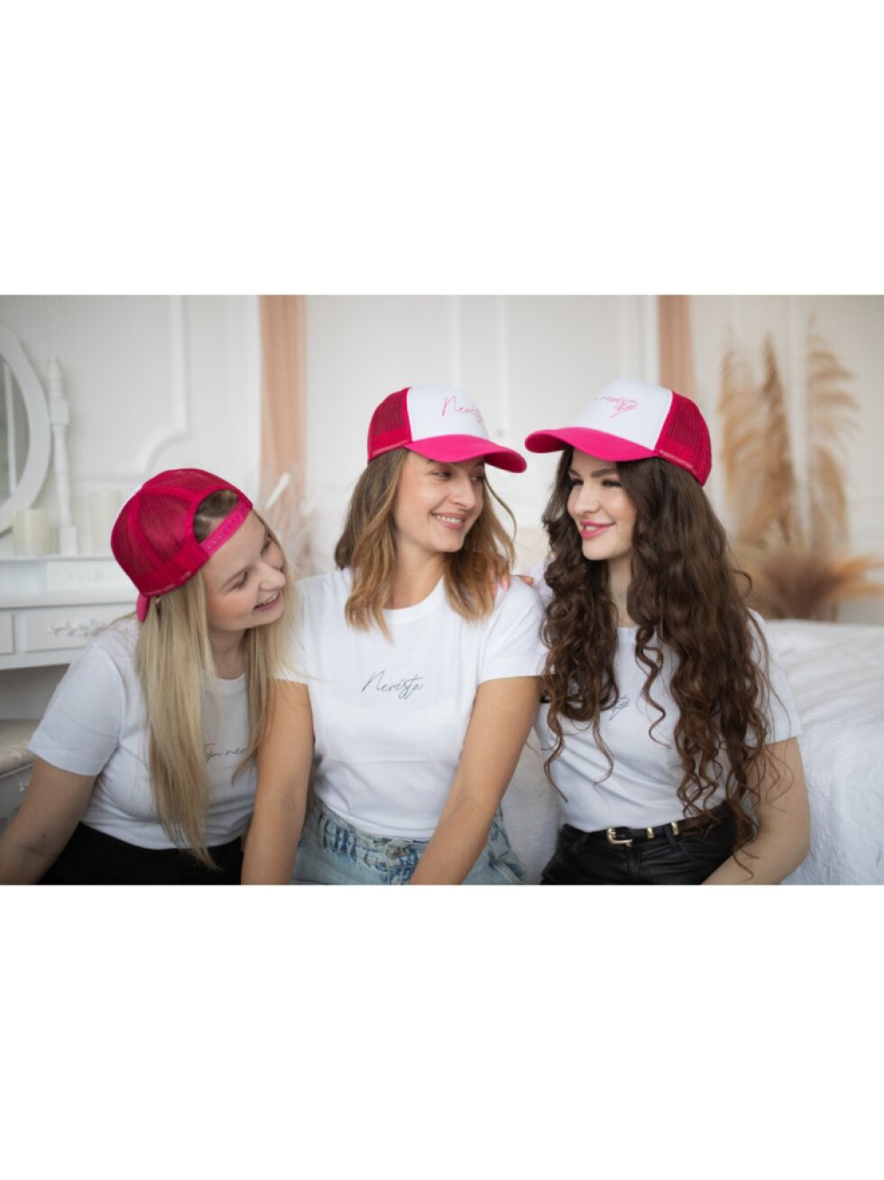Růžovo-bílá kšiltovka - Tým nevěsty
