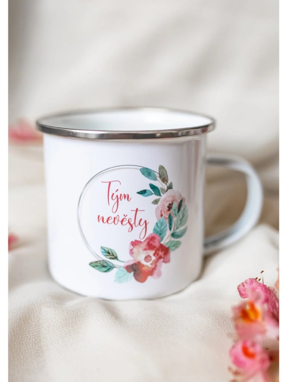 Bílý plecháček - Tým nevěsty akvarelový věneček