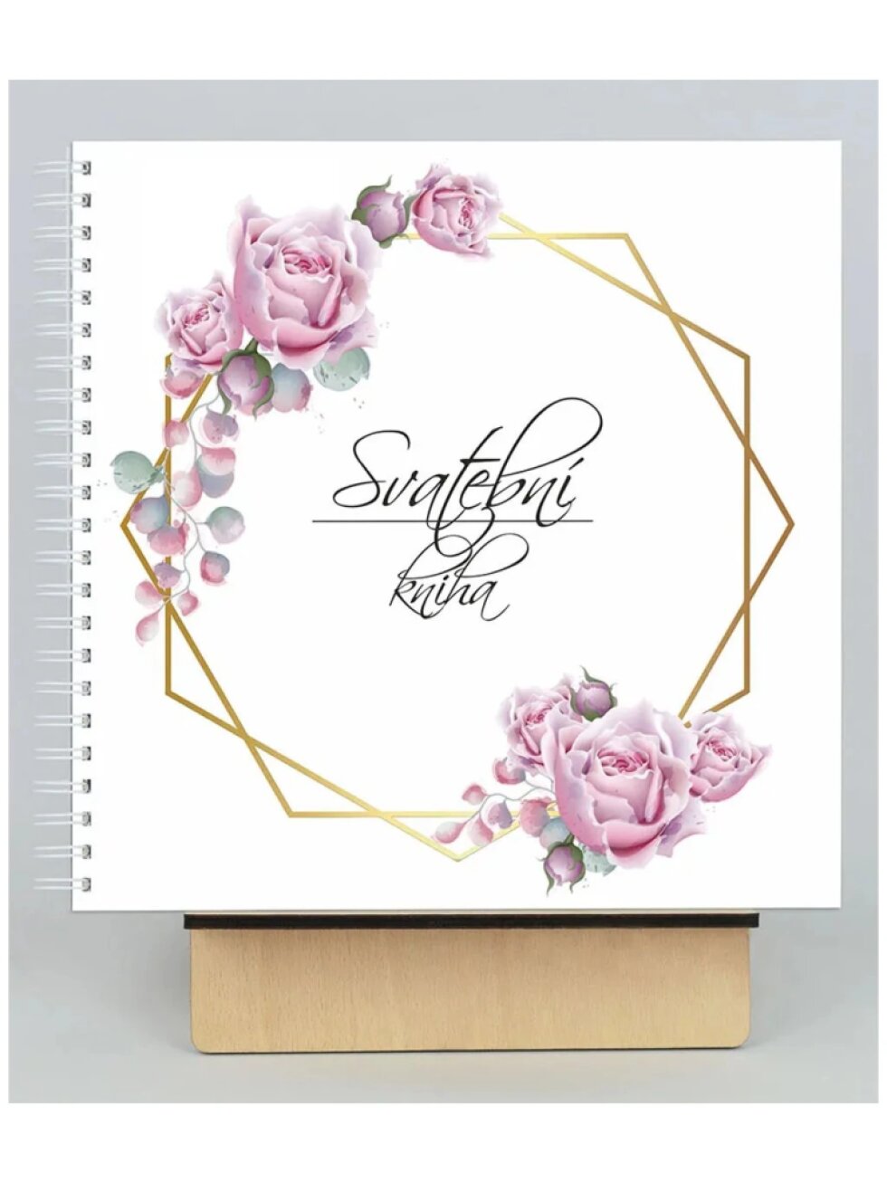 Svatební kniha růže – čtvercová, kroužková