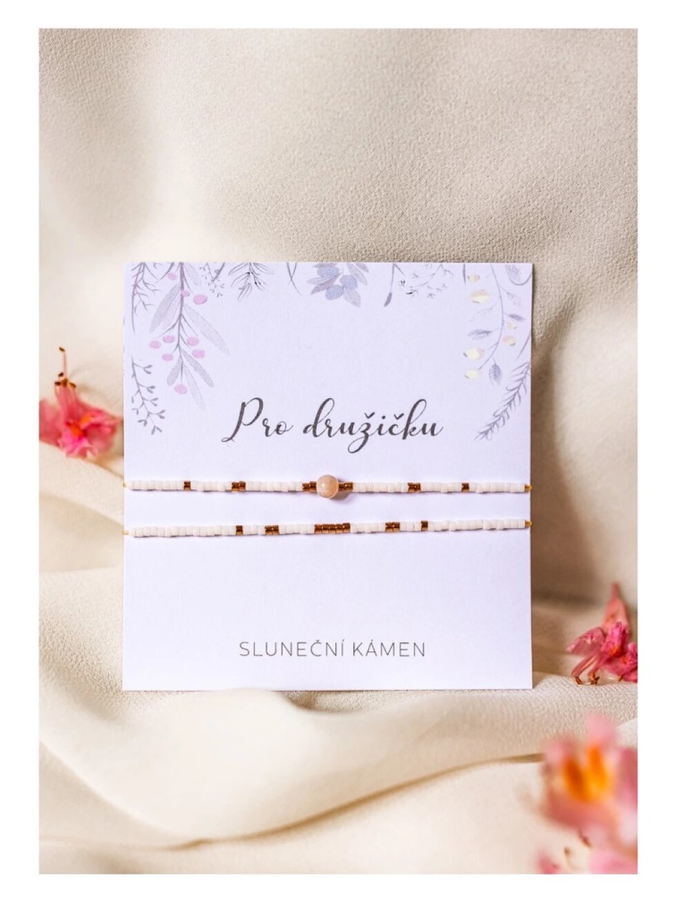 Náramkový set korálkový sluneční kámen pro družičku