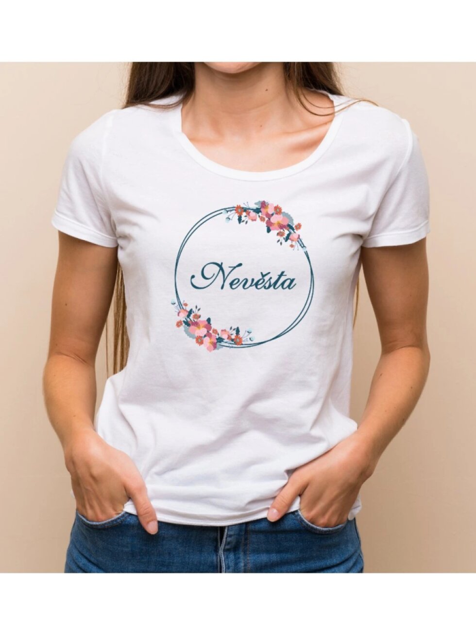 Květinové tričko modrý věneček - Nevěsta