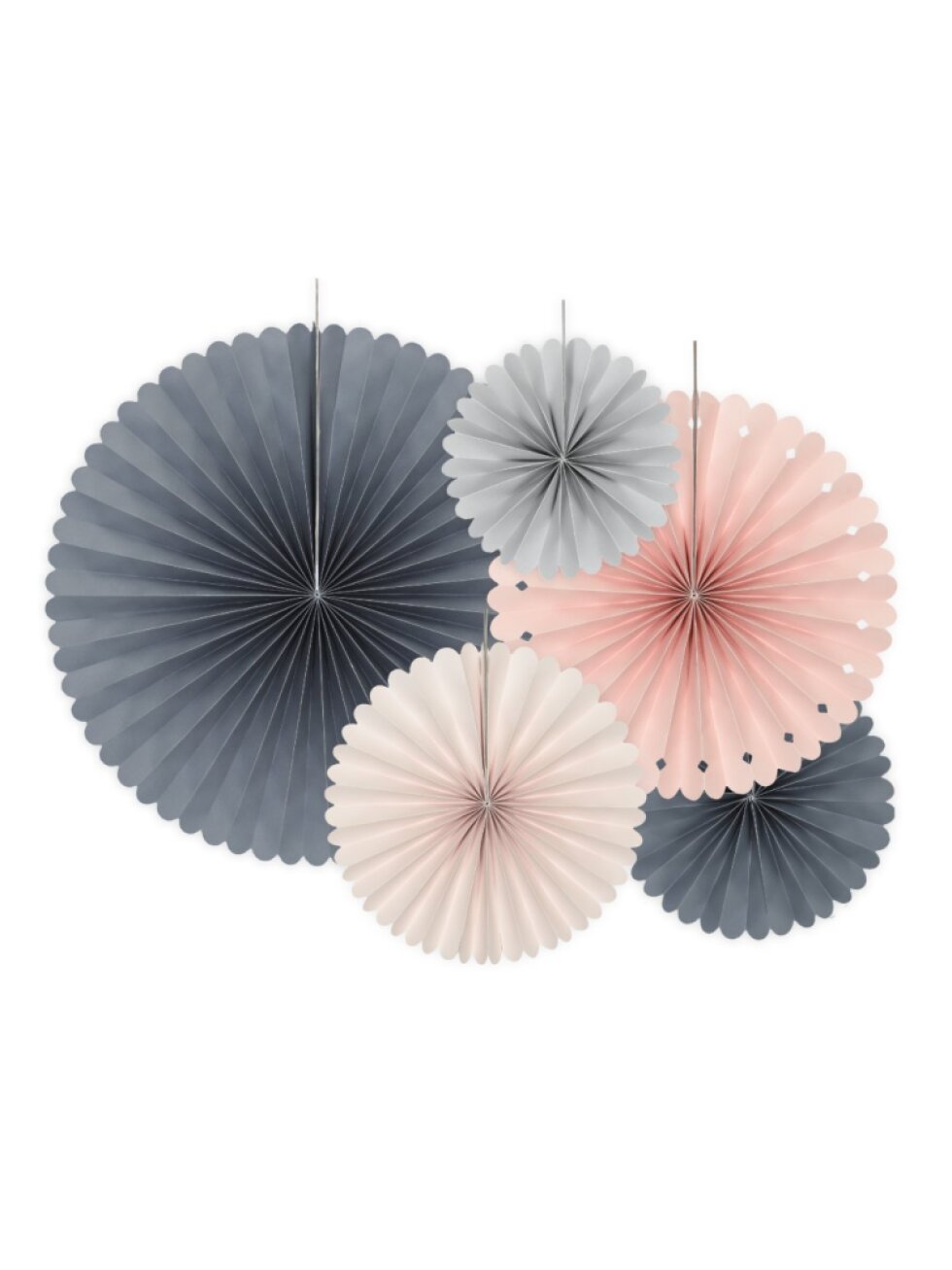 Rozety růžové a šedé – závěsná dekorace na oslavu