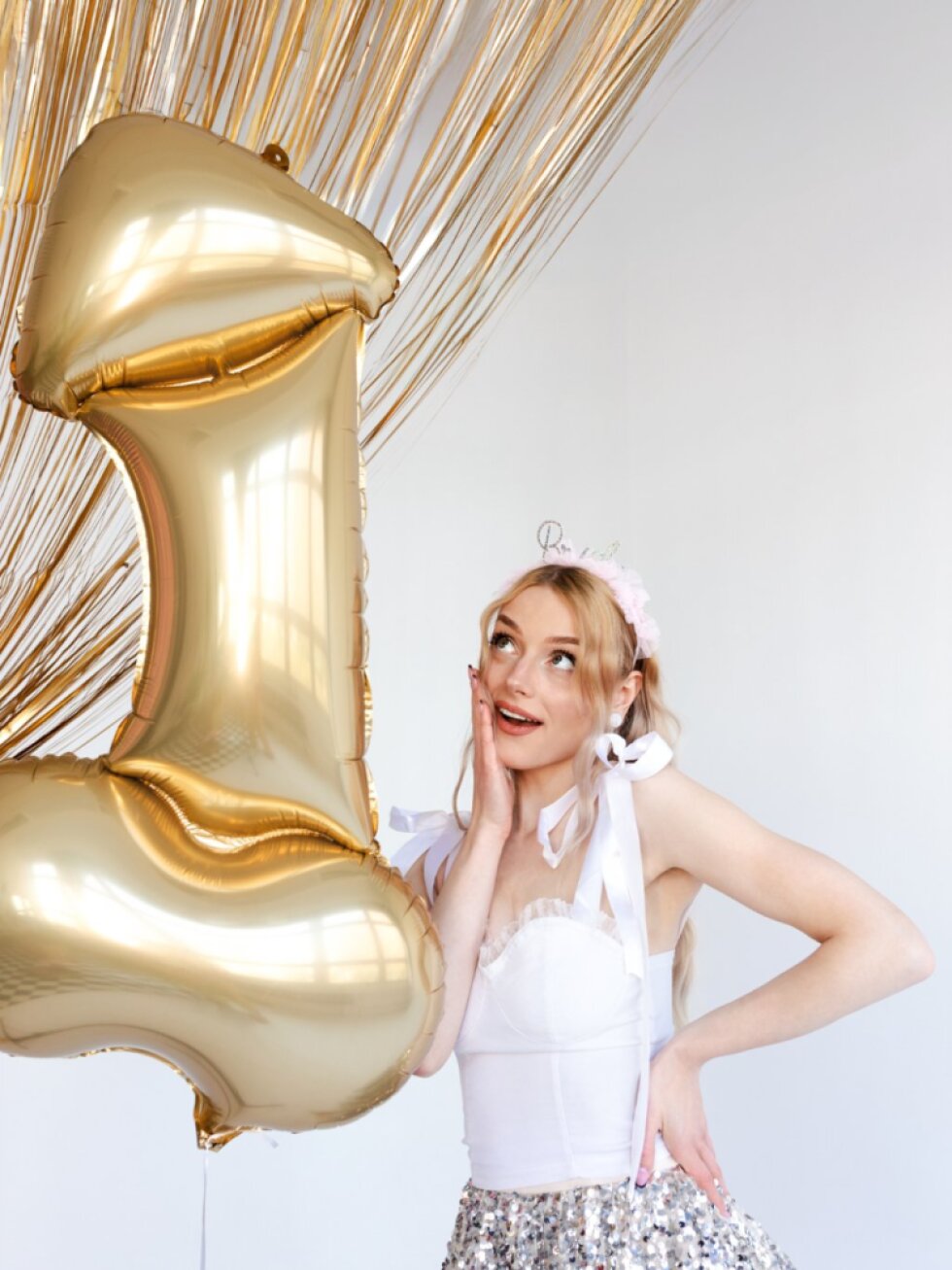Fóliový balón penis zlatý 112 cm