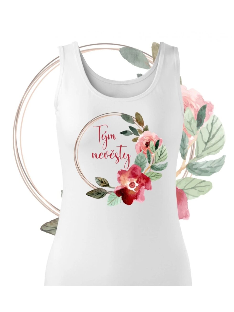 Květinové tílko akvarelový věneček - Tým nevěsty