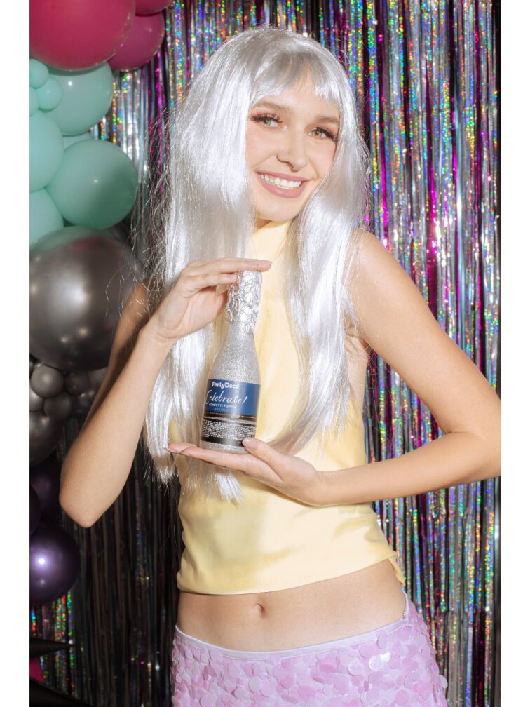 Konfetová tuba Šampaňské stříbrná 20,5 cm