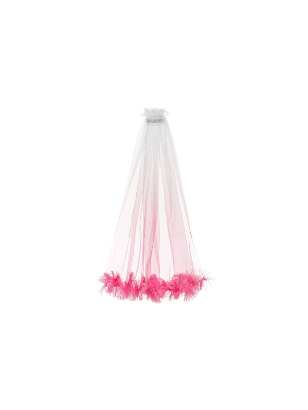 Ombre závoj s růžovými třásněmi – na rozlučku