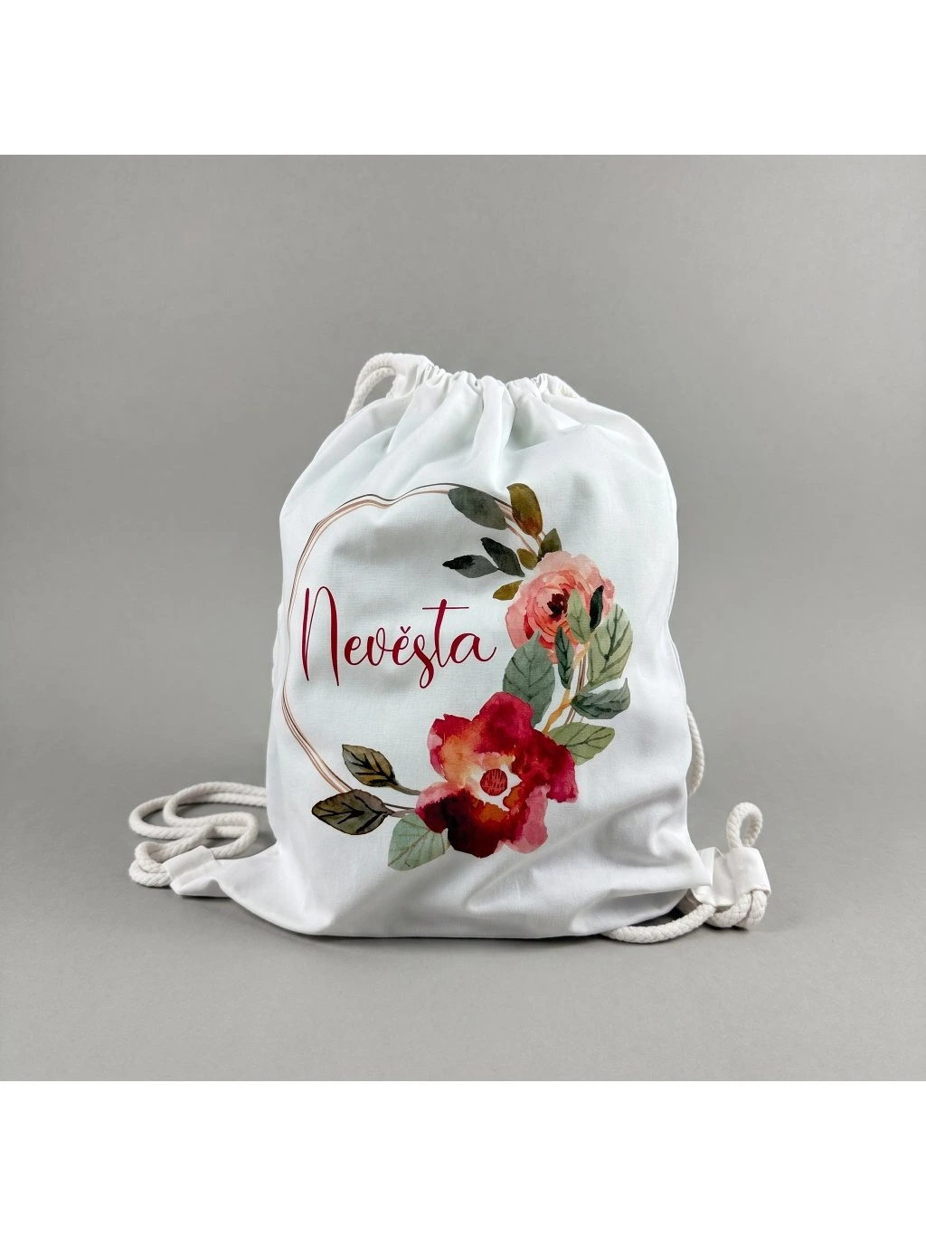 Bílý vak Nevěsta - akvarelový věneček