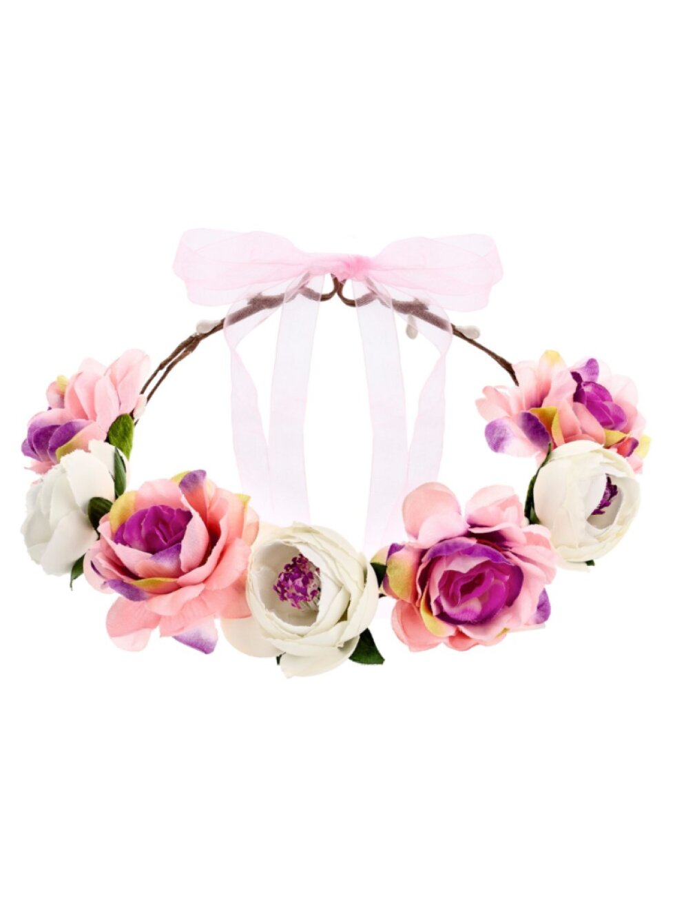 Květinová čelenka růžovo-bílá – svatební doplněk do vlasů