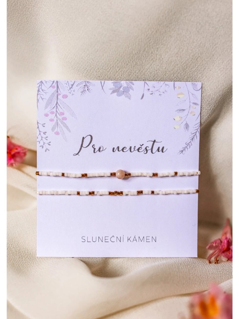 Náramkový set korálkový sluneční kámen pro nevěstu