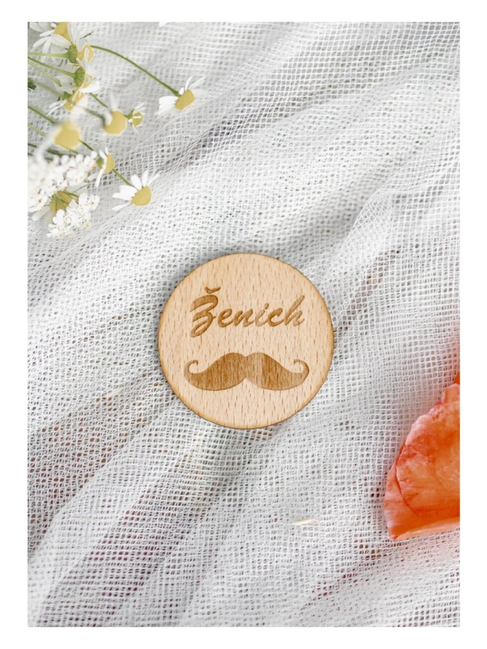 Dřevěná placka Ženich – doplněk na rozlučku