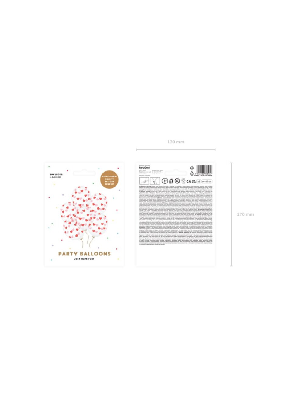 Latexové balóny srdíčka tmavá Crystal Clear – 30 cm, 10 ks