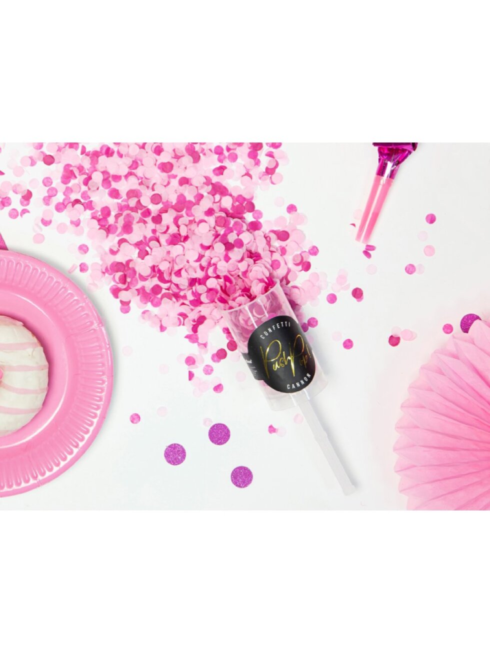 Vystřelovací konfety Push Pop – růžový mix