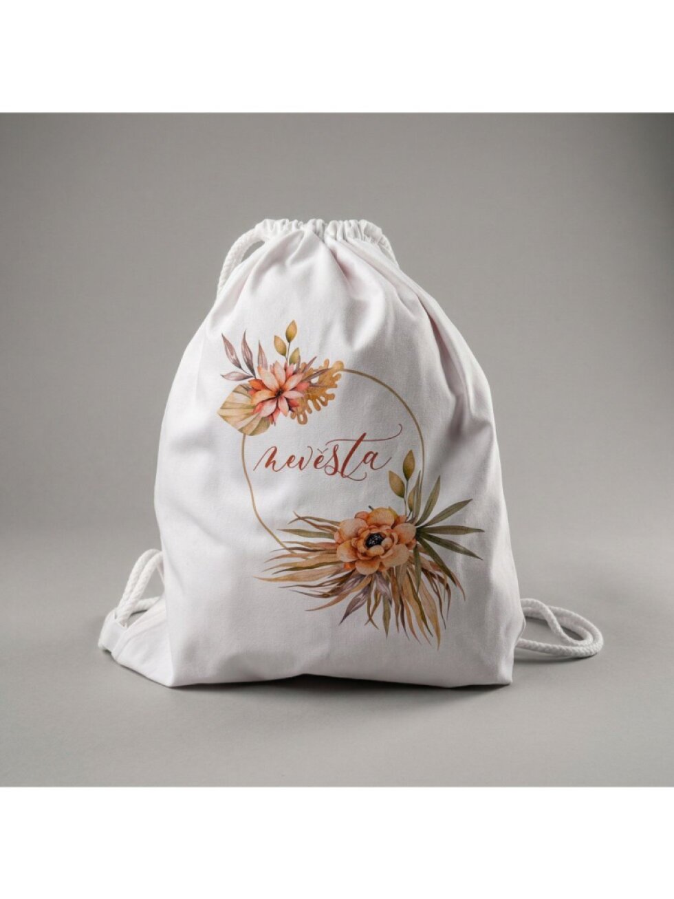 Bílý vak Nevěsta - béžový věneček