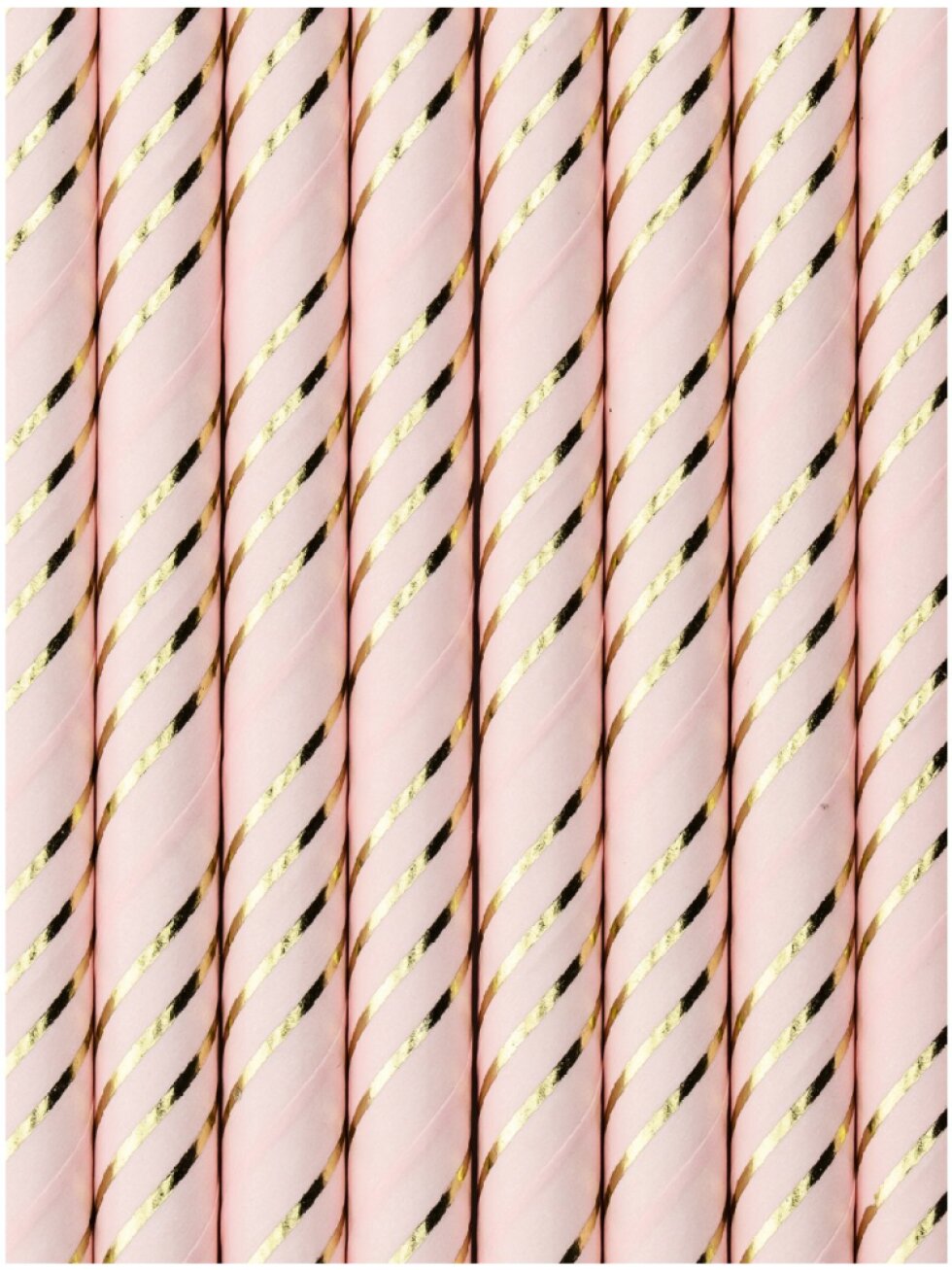 Světle růžová brčka se zlatými proužky na rozlučku