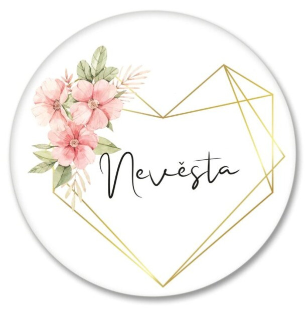 Placka květinové srdce - Nevěsta