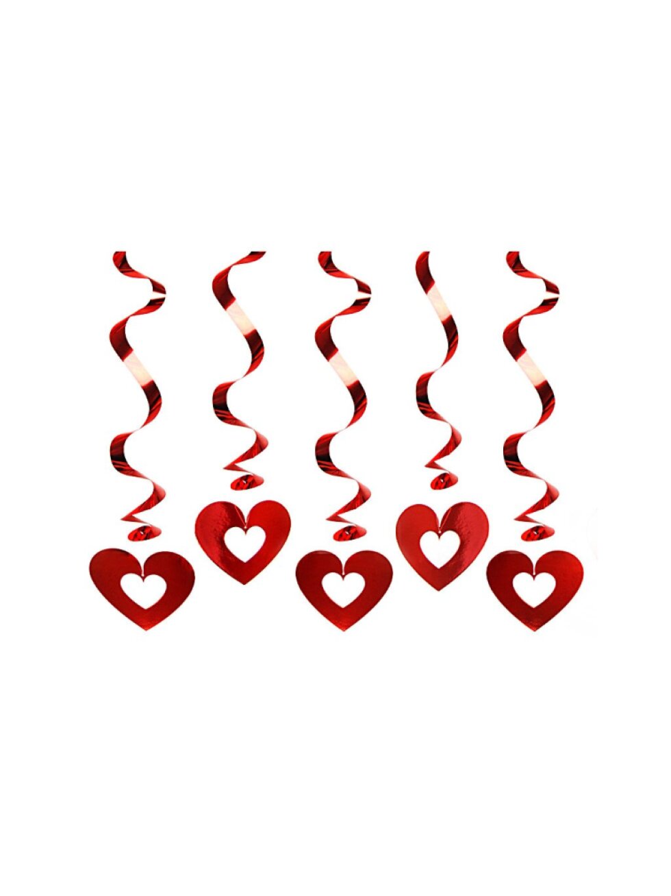 Závěsné spirály srdce červené – 60 cm