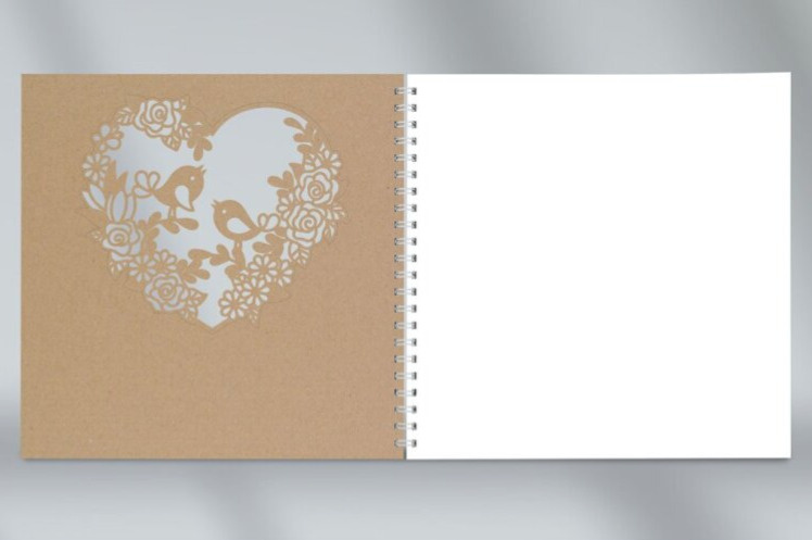 Svatební kniha laser ptáčci – čtvercová, kroužková