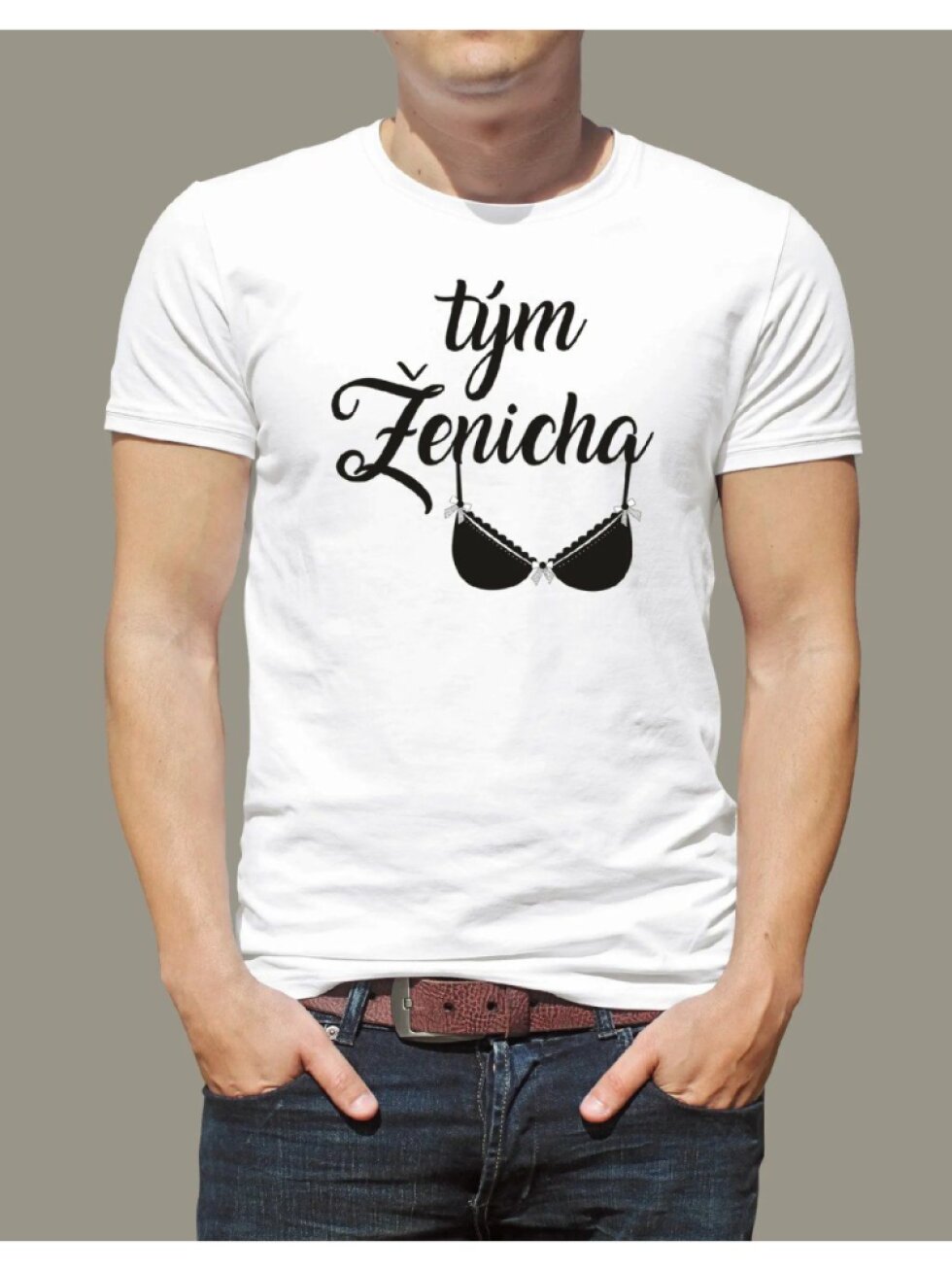 Pánské tričko Tým ženicha s podprsenkou