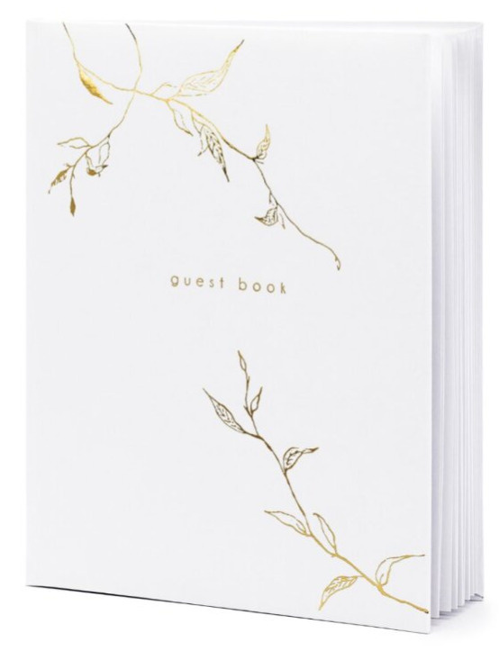 Svatební kniha hostů bílo-zlatá – pevná vazba