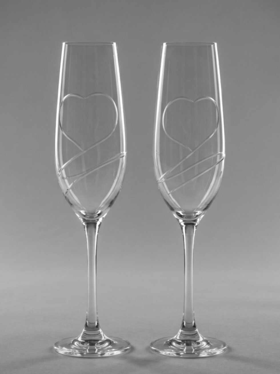 Set skleniček Prosecco s broušeným srdcem