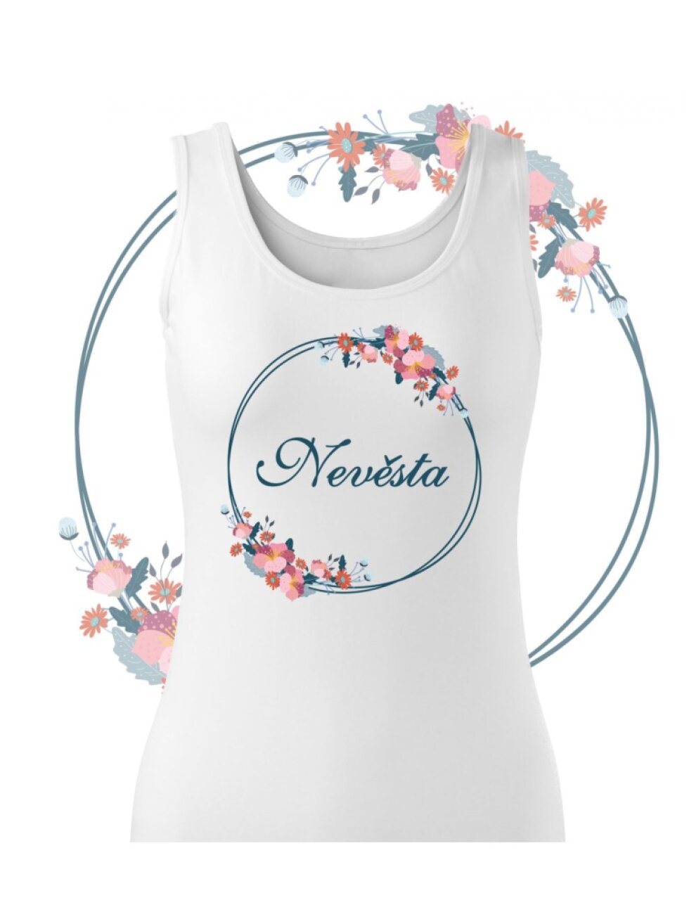 Květinové tílko modrý věneček- Nevěsta