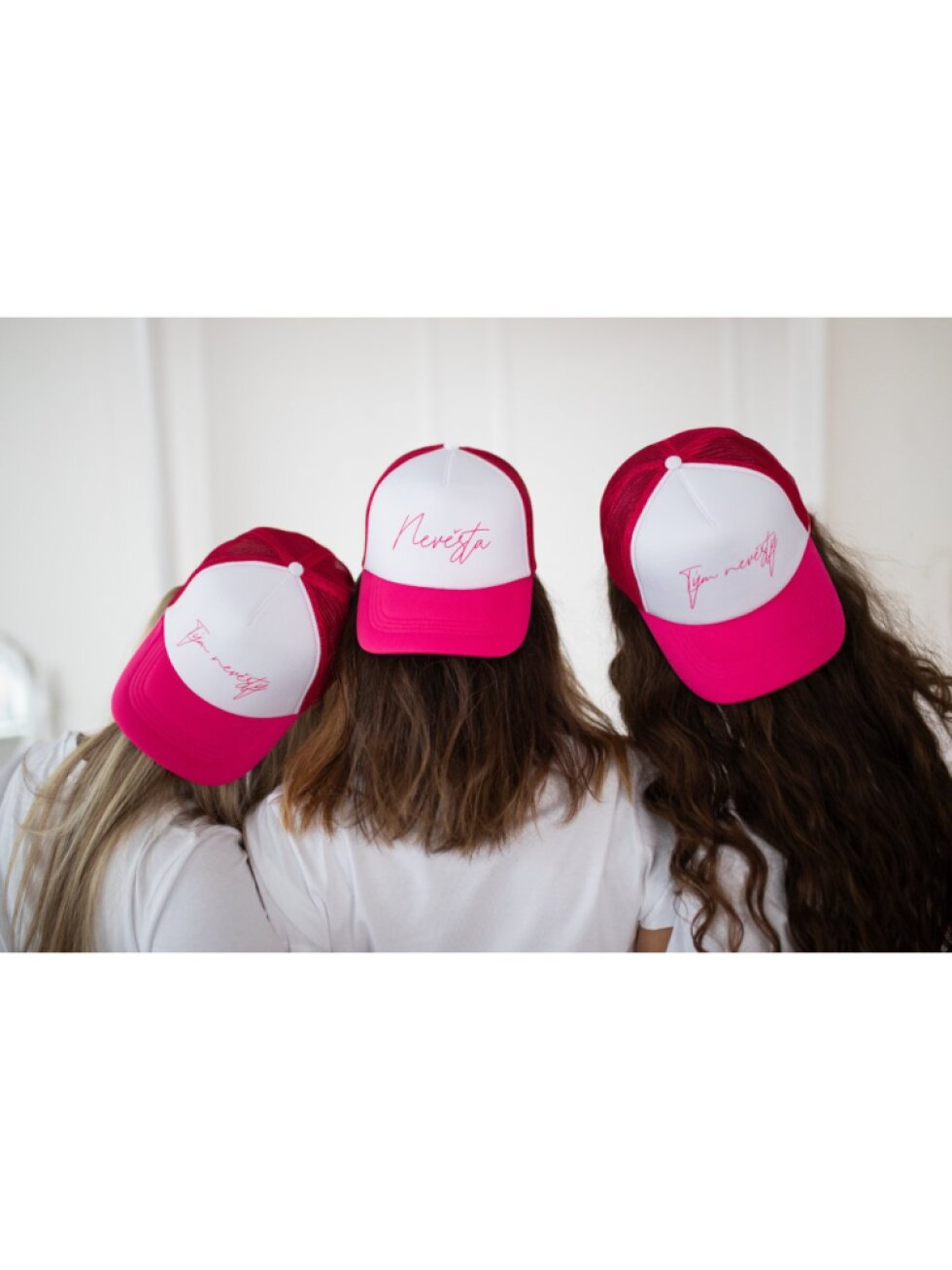 Růžovo-bílá kšiltovka - Tým nevěsty