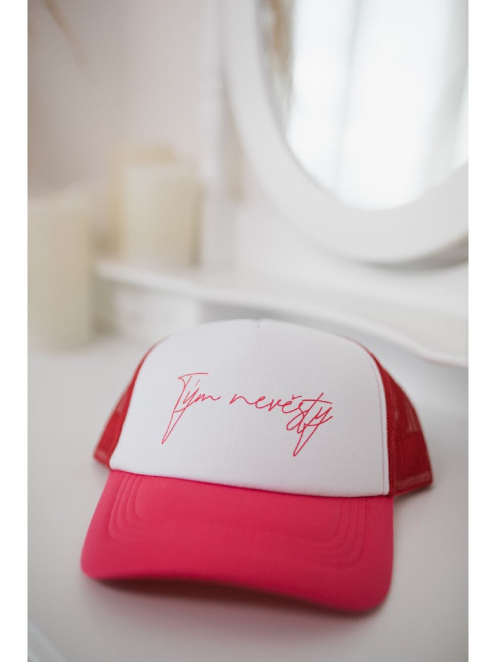 Růžovo-bílá kšiltovka - Tým nevěsty